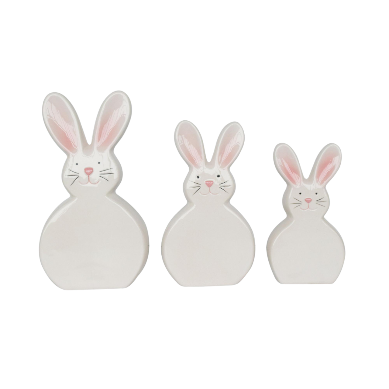 Transpac Ceramic 11.25 in Slim Funny Bunnies Decor Set of 3 for Easter Decorative Objects in Dolomite